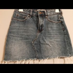 Denim fringe skirt